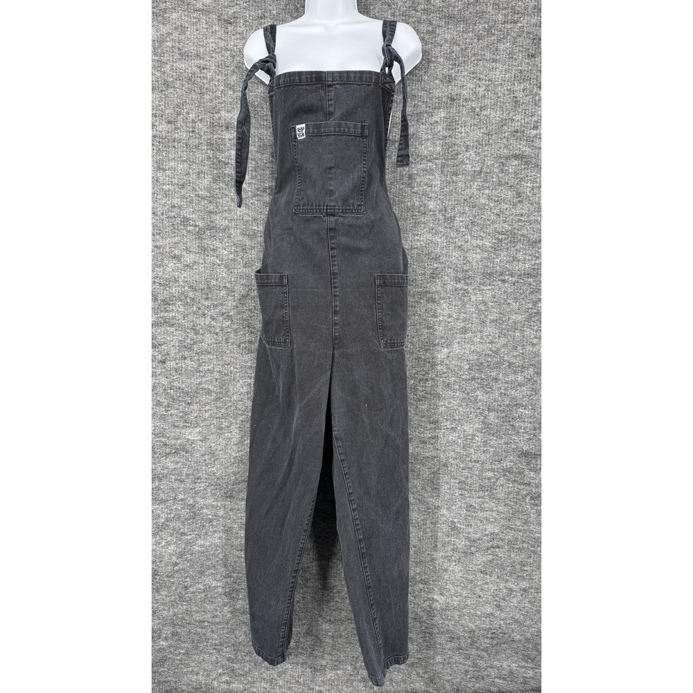 Lucy & Yak Overalls Womens XL Gray Denim Tie Strap Pockets Organic One Piece